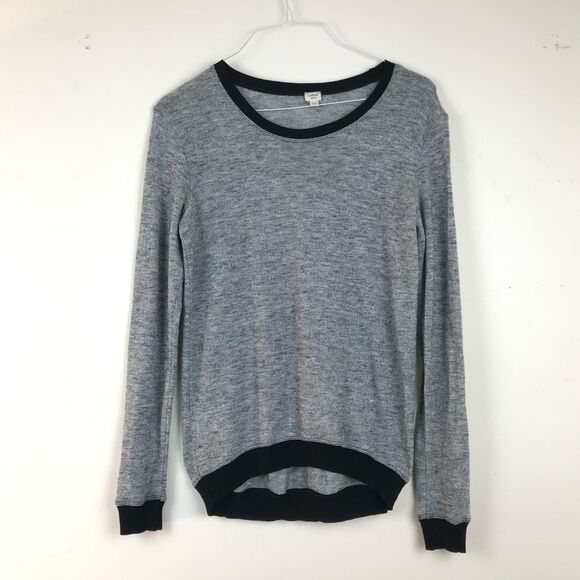 ARITZIA Wilfred High Low Crewneck Sweater Gray Black Color Block Trim XS Casual - Picture 9 of 13